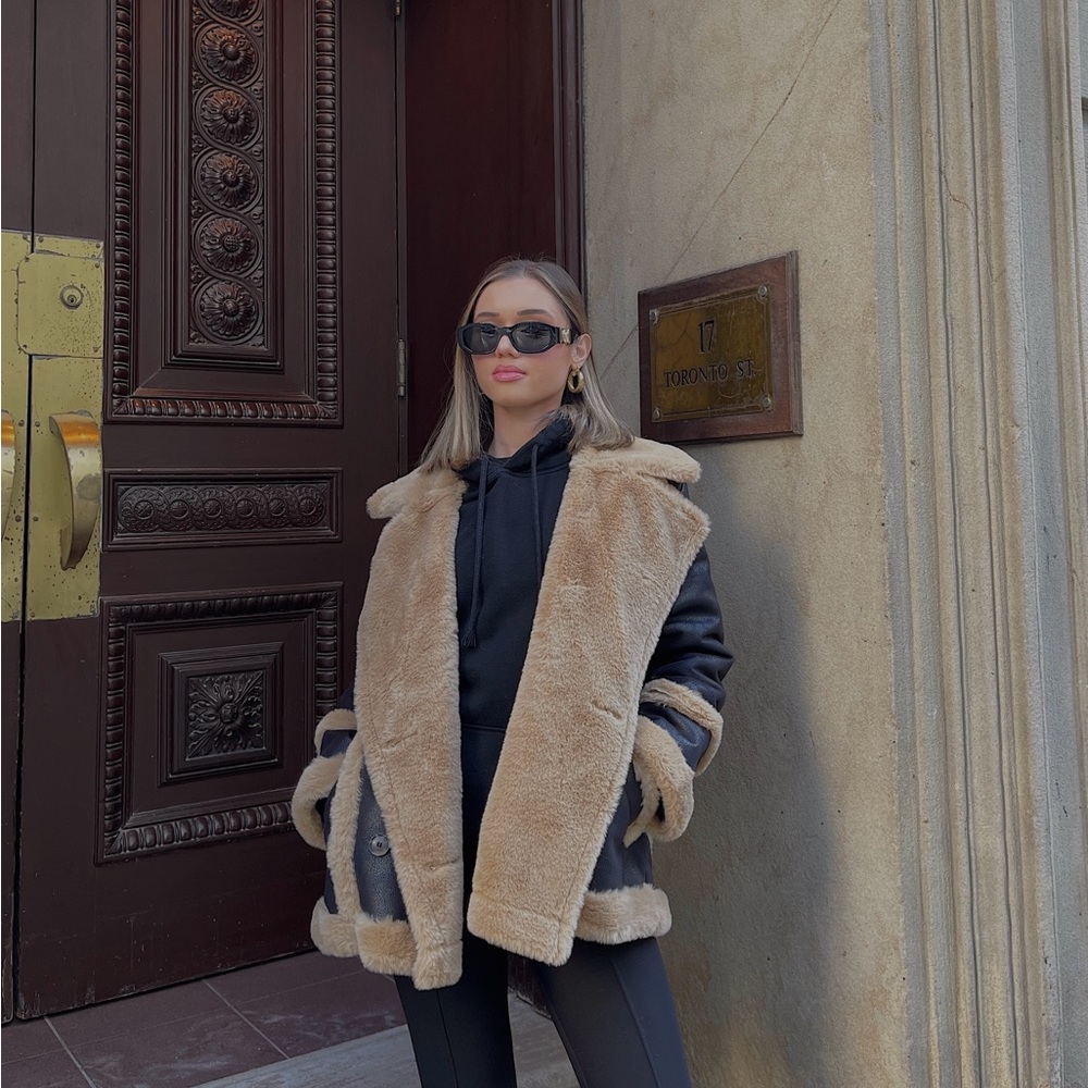 French Connection Black and Tan Jacket